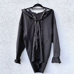 Off the Shoulder Striped Long Sleeve Blouse Top